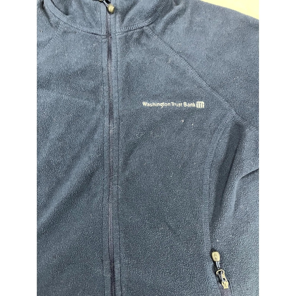 Eddie Bauer Jacket Mens Medium Navy Blue Fleece Full Zip Washington Trust Bank - Picture 4 of 10